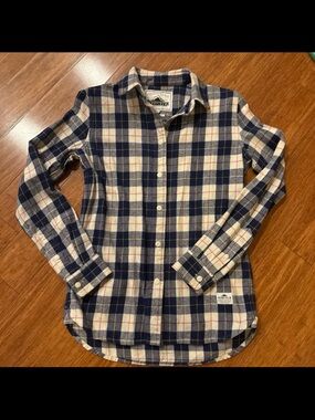 Penfield Navy and Cream Plaid Button-Down Shirt